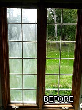 Foggy window repair before - Window repair Inc